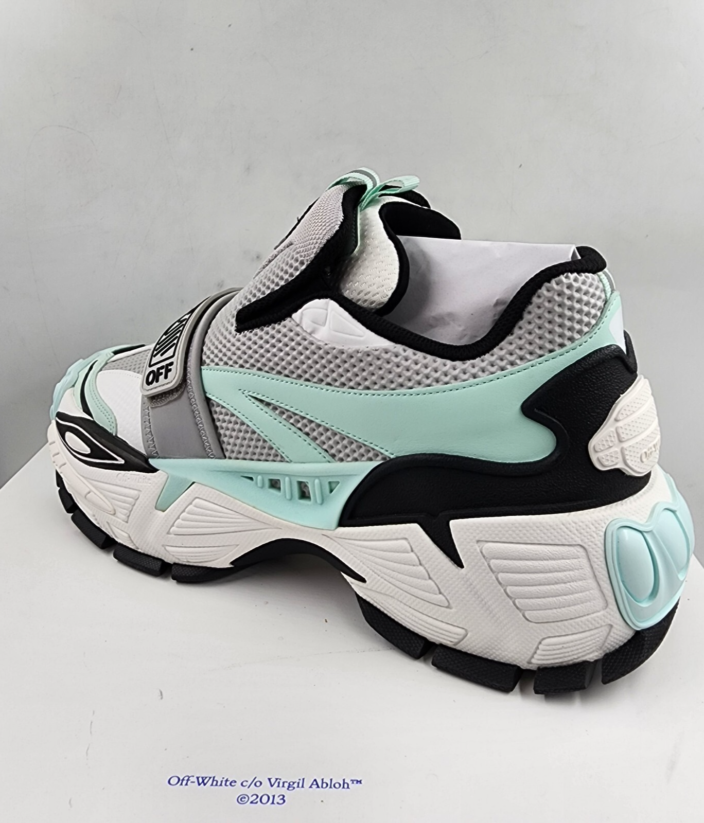 Off-White Glove Slip On Sneakers Women's 45/12 US Light Grey/Seafoam Round Toe - Picture 15 of 17