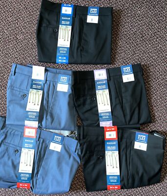 Haggar Performance Straight Fit 365 Flex Dress Pants BLUE & BLACK VARIOUS
