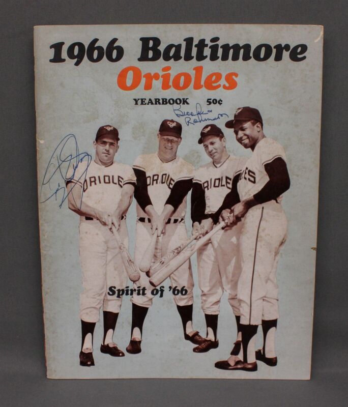 1966 Baltimore Orioles Baseball Yearbook Signed: Brooks Robinson,Dick Hall ++