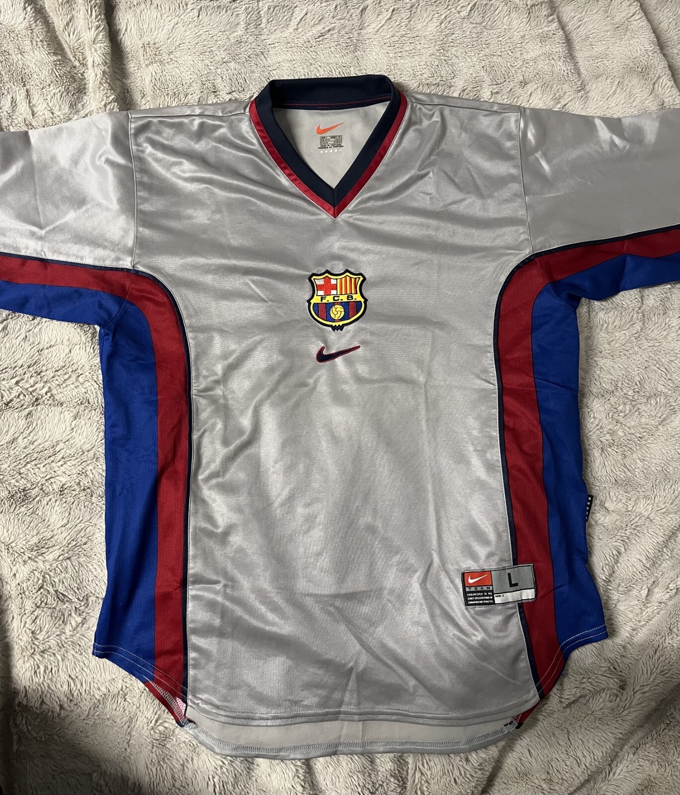 Nike FC Barcelona Lサイズ 1999 100thオリジナル VINTAGE FC BARCELONA 1999-2000 CENTENARY XL MENS AWAY