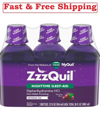 ZzzQuil Nighttime Sleep-Aid, Berry Flavor (12 fl. oz., 3 pk.)