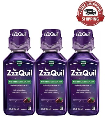ZzzQuil Nighttime Sleep-Aid, Berry Flavor (12 fl. oz., 3 pk.)