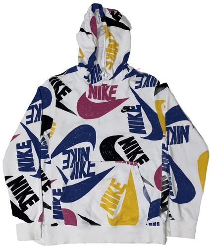 NIKE Hoodie Pullover Sweatshirt Men's Size Small White
