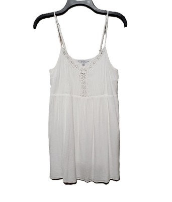 Acemi M Dress Women's White Crochet Lace Babydoll Swing Cami Sleeveless Sundress