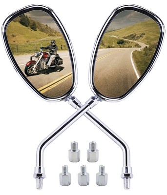 Motorcycle Mirrors Universal 10mm 8mm Chrome Motorcycle Rear View Side Mirrors H