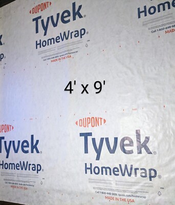 4'x9' TYVEK HomeWrap- Siding Wall, Moisture Barrier For Single Tent Footprint 