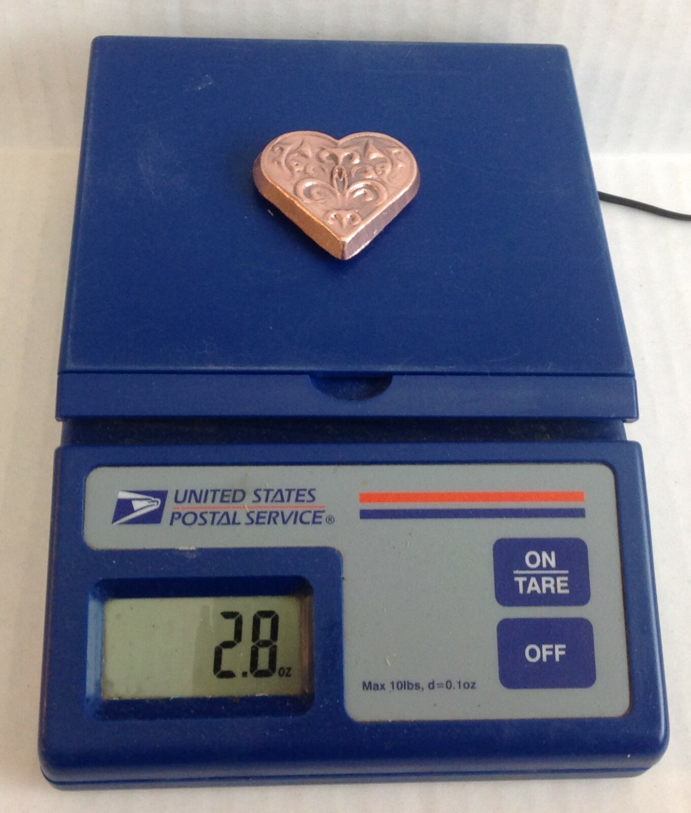 Hand Poured Copper Heart 2.8-oz Bullion Bar Ingot 1-1/2
