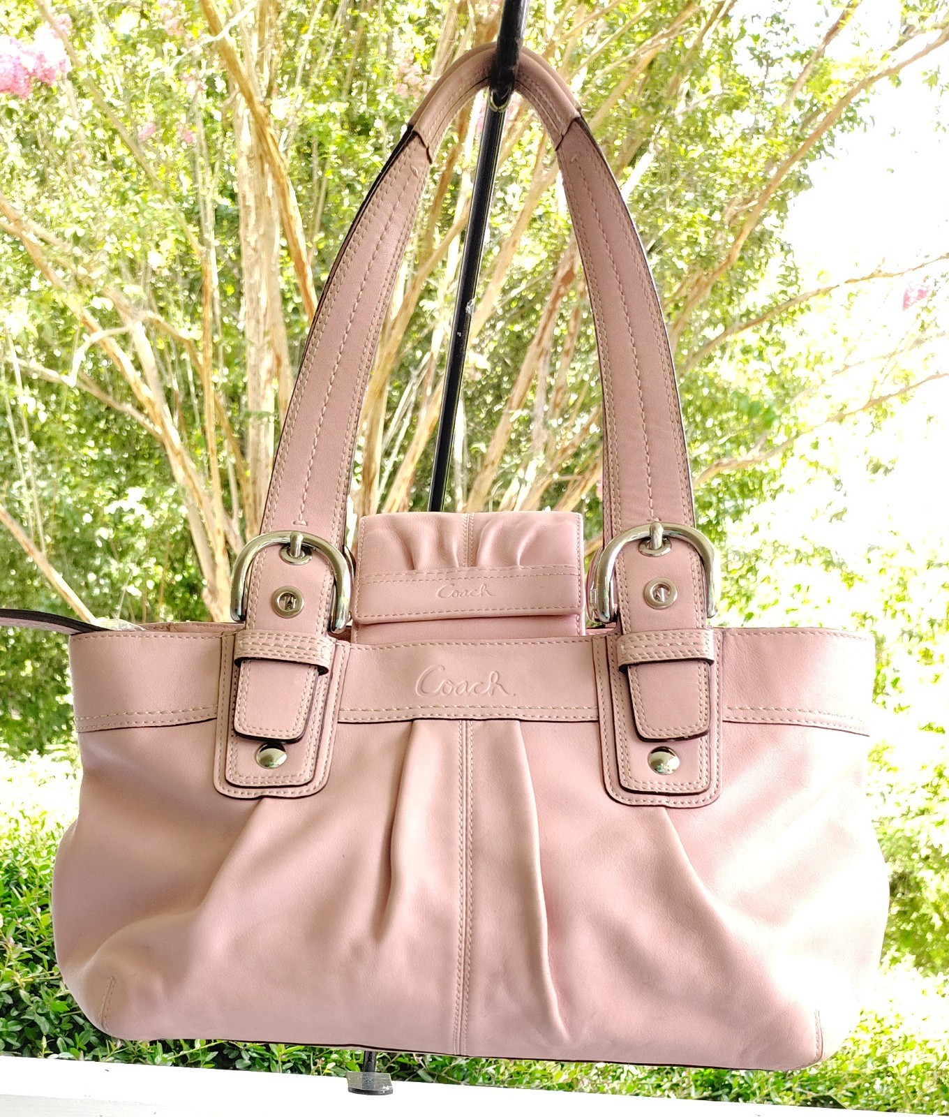 バッグ COACH SOHO LEATHER POCKET TOTE BAG y2k COACH SOHO PLEATED CREAM IVORY LEATHER Y2K TOTE SHOULDER