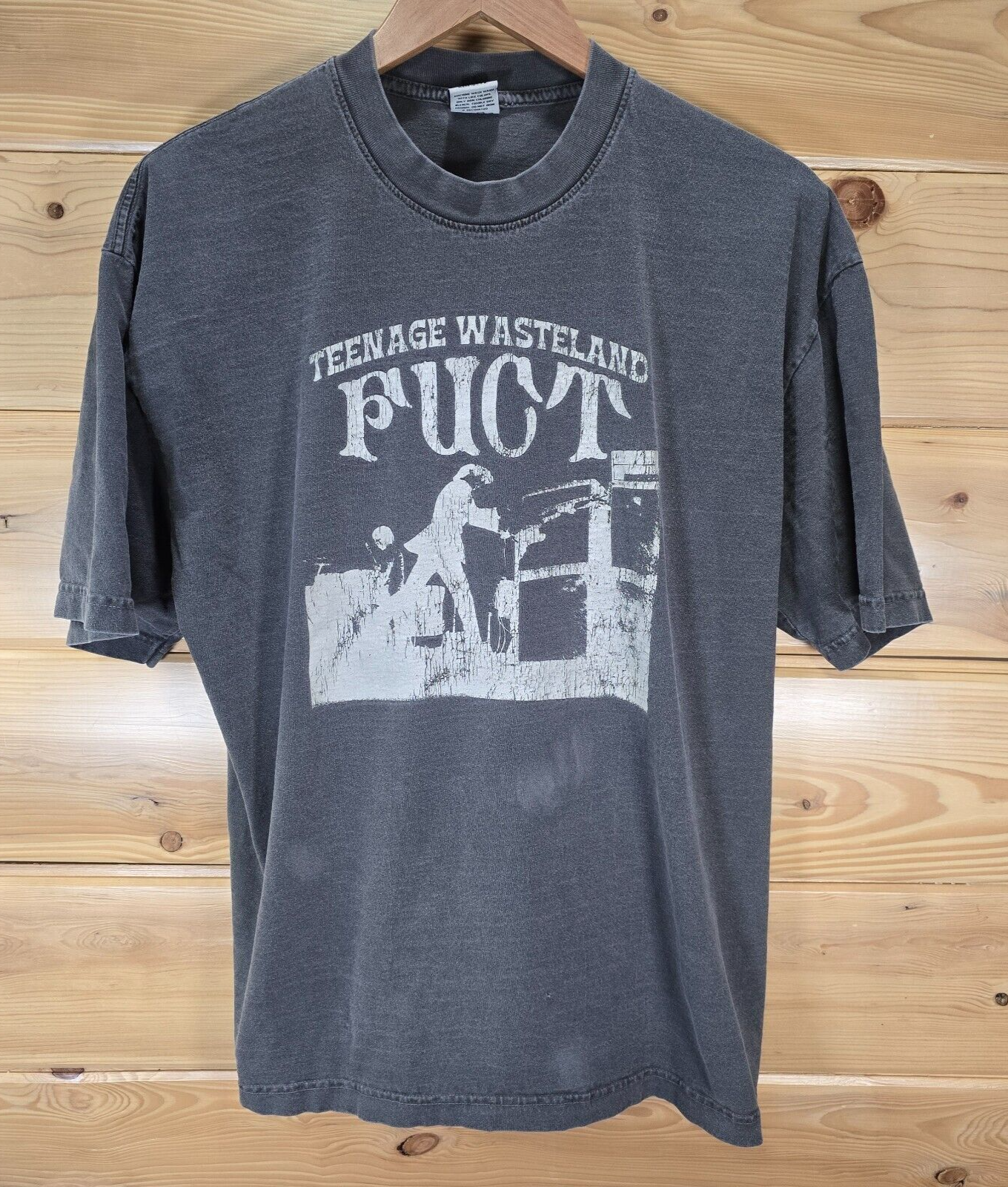 【vivastudio】CUTTED GRUNGE TEE FUCT T Shirt Men Large Teenage Wasteland Road Crew Fade