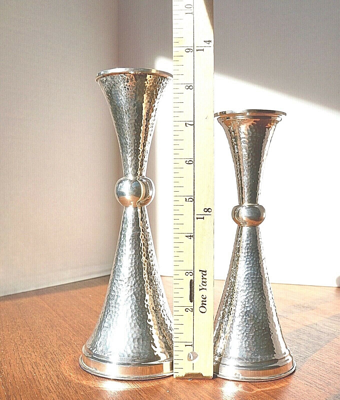2 Vintage Hand Hammered 925 Sterling Silver Candlesticks