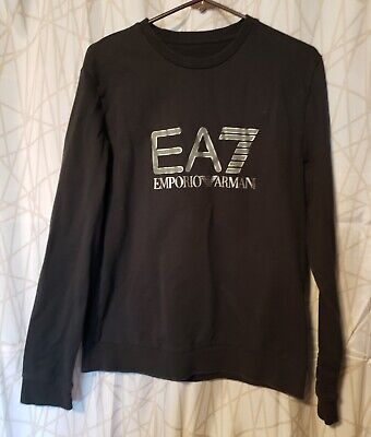 Emporio Armani EA7 Mens Sweatshirt Medium Black with Gray Logo