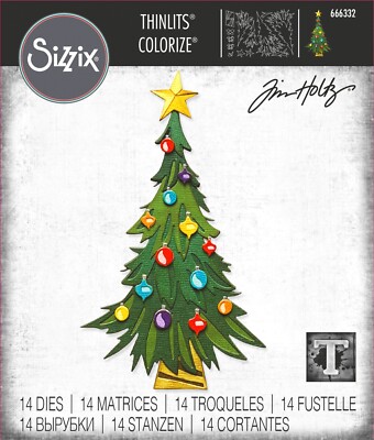 Sizzix Thinlits Colorize Trim a Tree 14pc #666332 Retail $34.99 Tim Holtz NEW