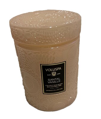 VOLUSPA Santal Vanille Vanilla 5.5 oz Candle Pink Glass Jar Coconut Wax Blend