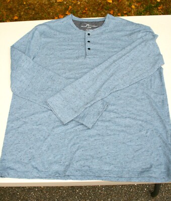 Men's Marc Anthony Lt. Blue Heather Long Sleeve Luxury Henley Slim Fit Top ~ XXL