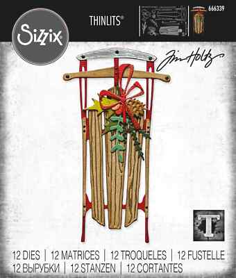 Tim Holtz ''VINTAGE SLED'' Christmas Sizzix Thinlits Cutting Dies Holiday 2023