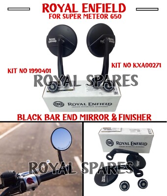 Royal Enfield ''BLACK BAR END MIRROR & FINISHER'' For Super Meteor 650
