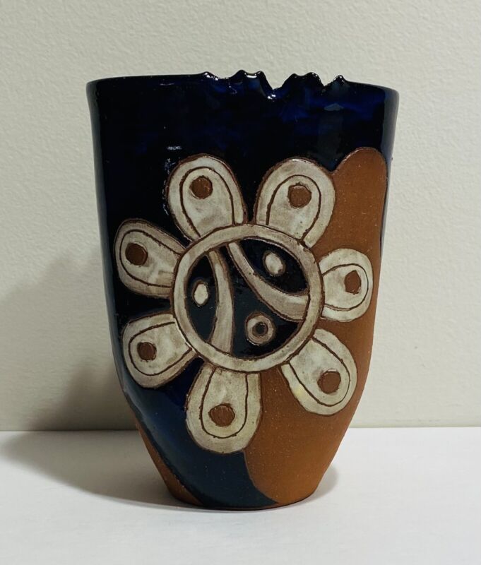 Hand-Made Studio Pottery Redware Vase Artist Signed and Dated Puerto Rico