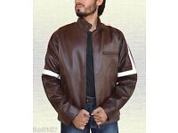 TMC Men/'s WAR OF THE WORLDS Brown Glazed Real Leather Hollywood Hero Jacket