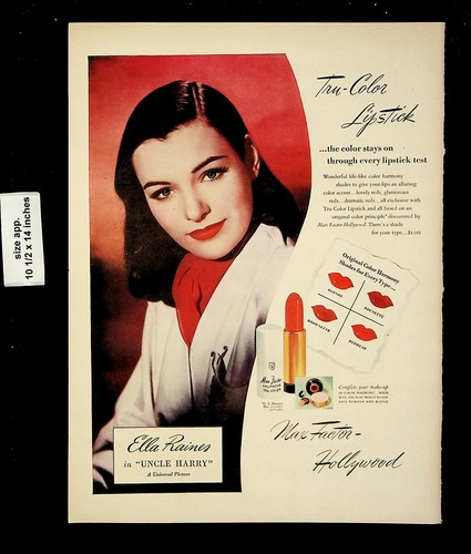 1945 Max Factor Hollywood Makeup Lipstick Red Woman Vintage