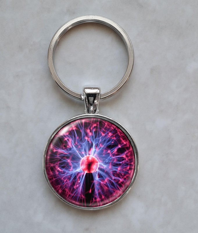 Plasma Ball Electricity Tesla Science Physics Engineering Keychain