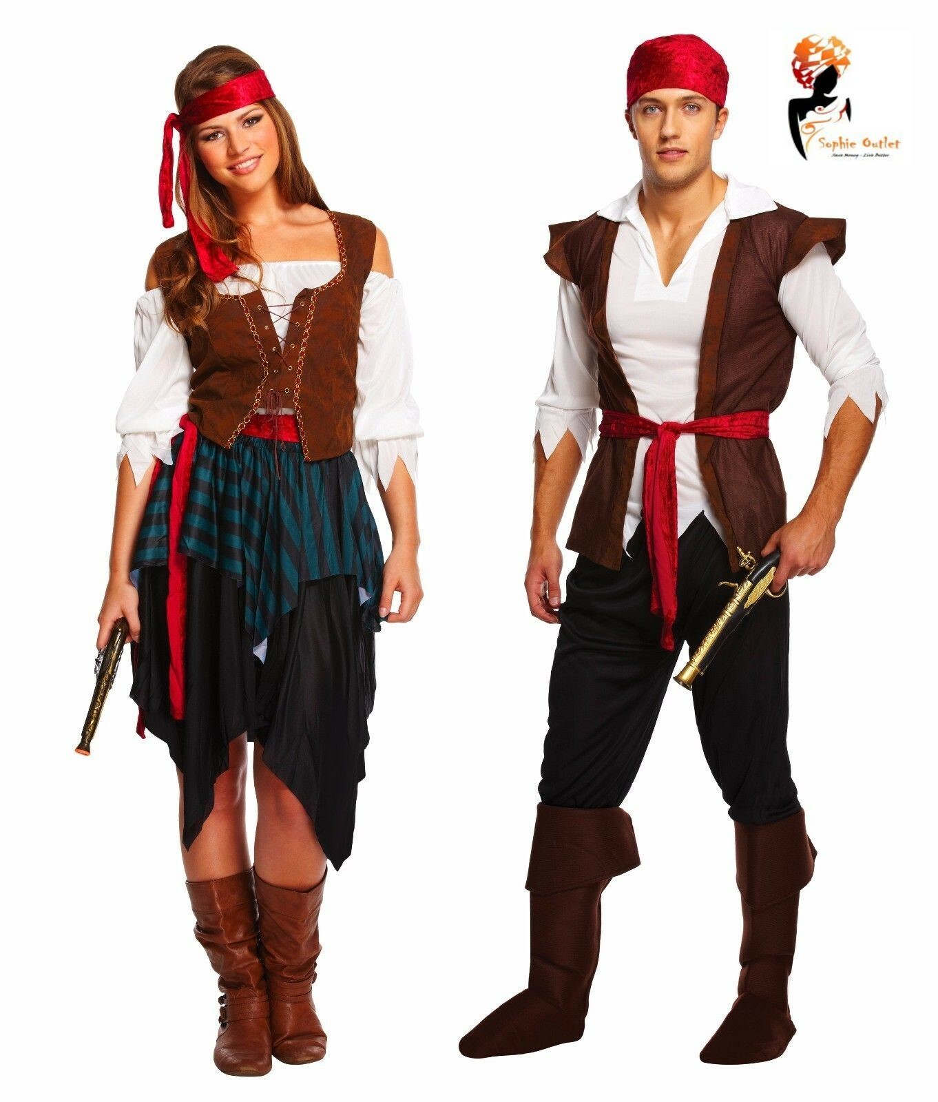 Déguisement Pirate – Kit Complet 4 Pièces : Bandana, Ceinture, Cache-œil & Collier (bordeaux) – Pour Fête, Halloween, Carnaval - 6