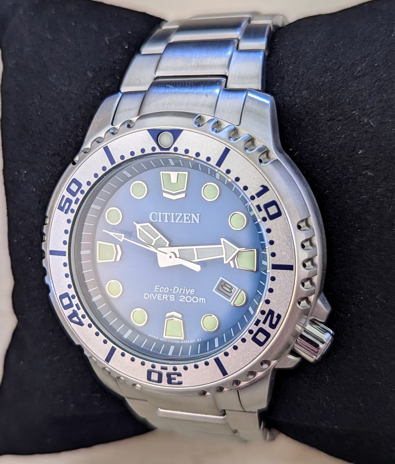 Pre-owned Citizen Promaster Diver Eco-drive Men's Watch Blue Dial Date Display Bn0165-55l