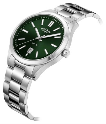 Pre-owned Rotary Contemporary Quartz (40mm) Green Sunray Dial / Stainless Steel