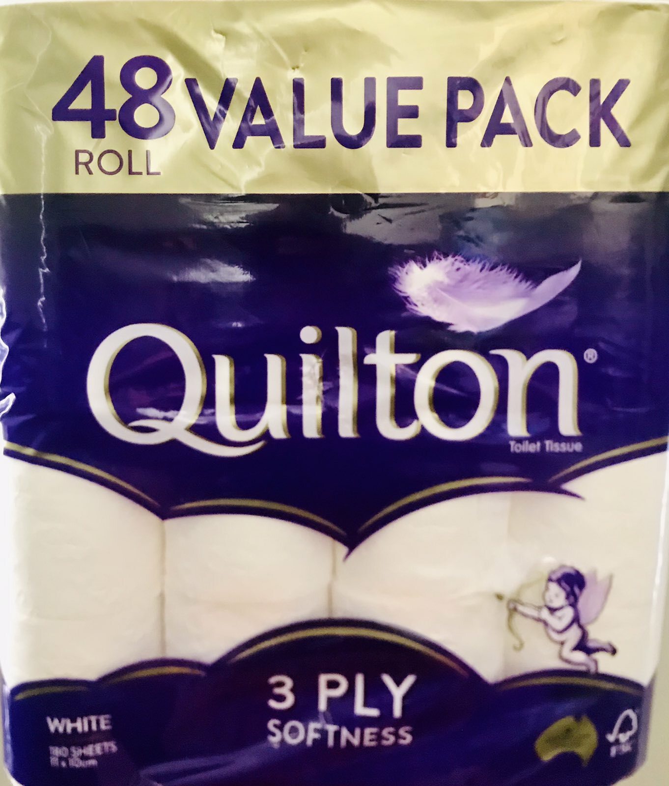48 x QUILTON TOILET PAPER TISSUE ROLLS SOFTNESS SANITARY 3 PLY 180