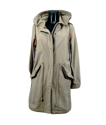 Ralph Lauren Manteau Femme en Jeans Supply Toile Coton Beige Kaki Capuche S