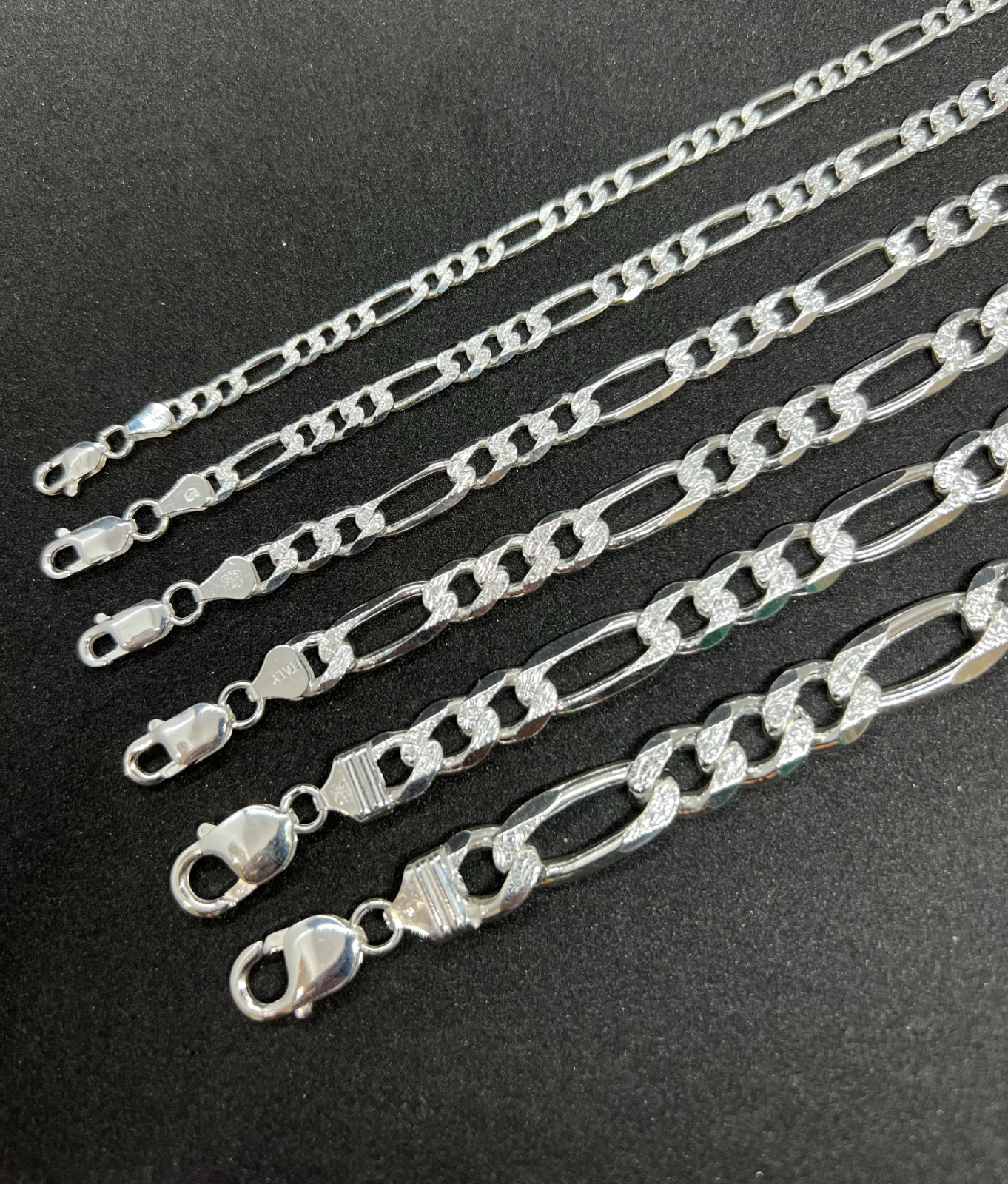 SILVER925 FIGARO WIDE BRACELET /シルバー/ブレス Silver 925 Heavy Thick Figaro Chain Bracelet -length 19cm