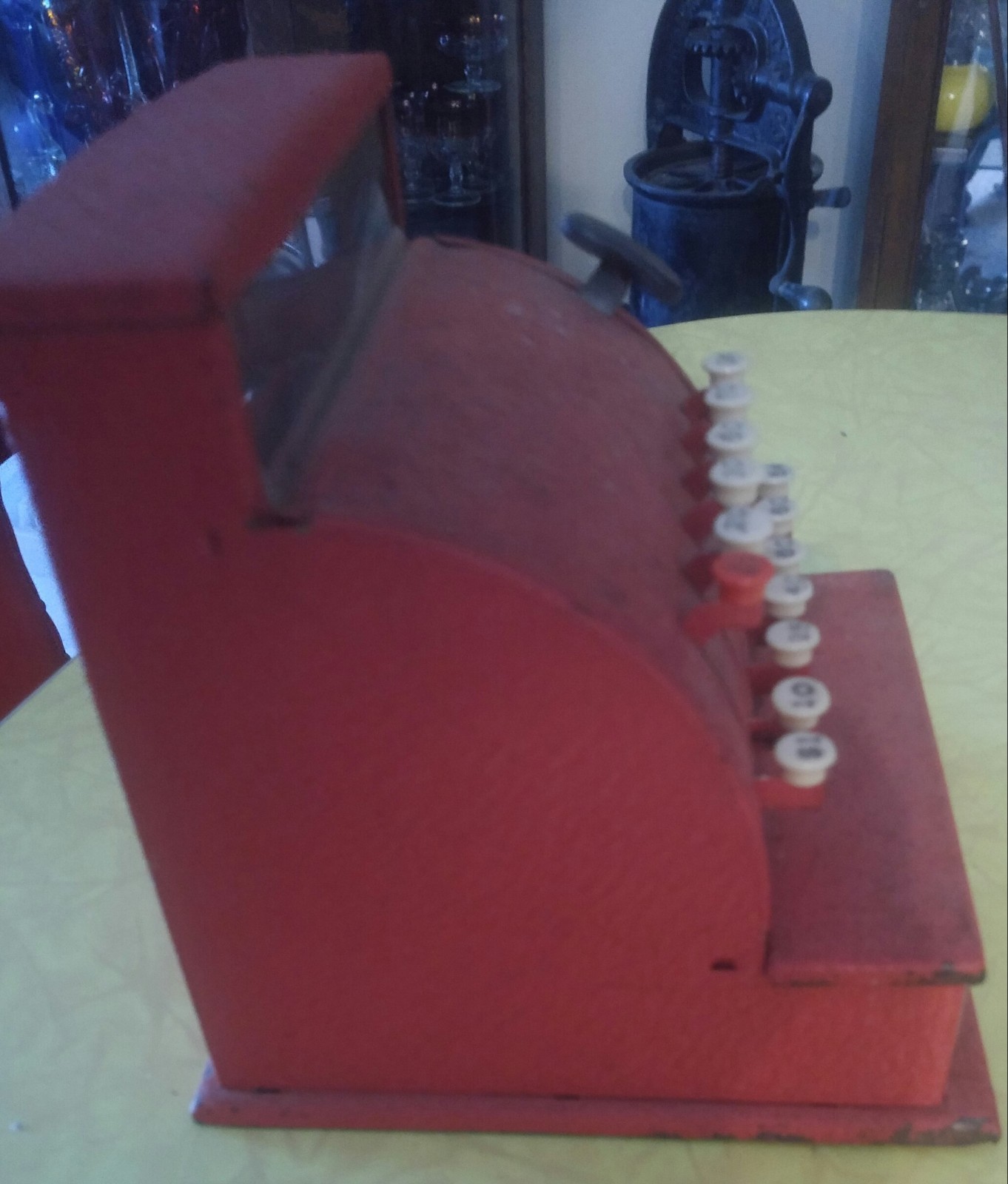 Vintage tin toy cash register red