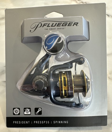 Pflueger President PRESSP35 Spinning Fishing Reel 5.2:1 10 BB Blue Gold