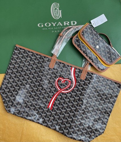 NEW GOYARD Saint Louis PM Tote Shoulder Bag Black And tan