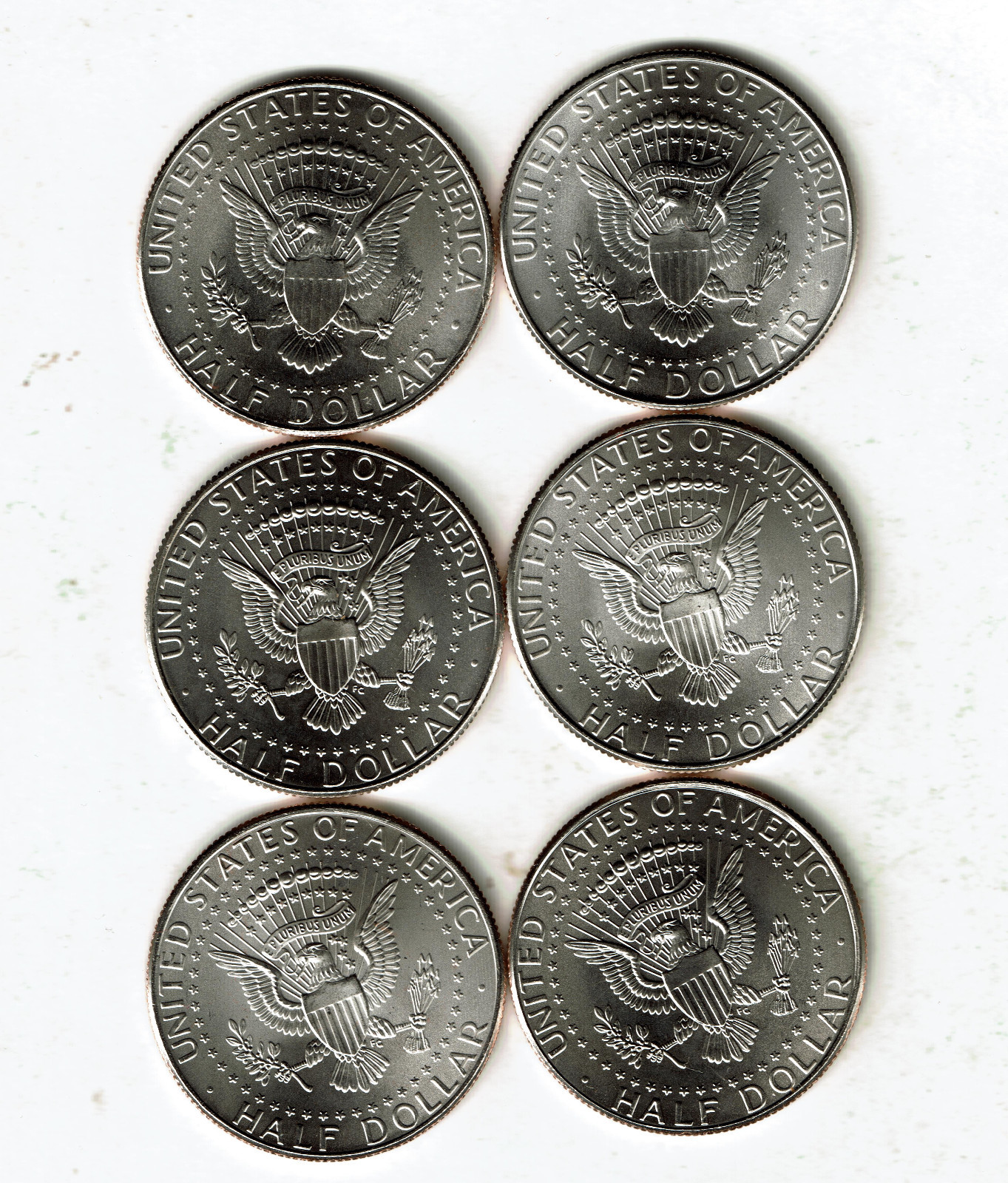 2007, 2009 and 2010 P D Uncirculated Kennedy Half Dollars from Mint Sets.
