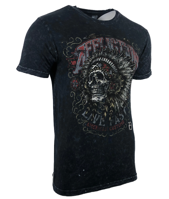 AFFLICTION Men's T-shirt AC IROQUOIS BLACK LAVA Biker Skull Tattoo MMA S-4XL