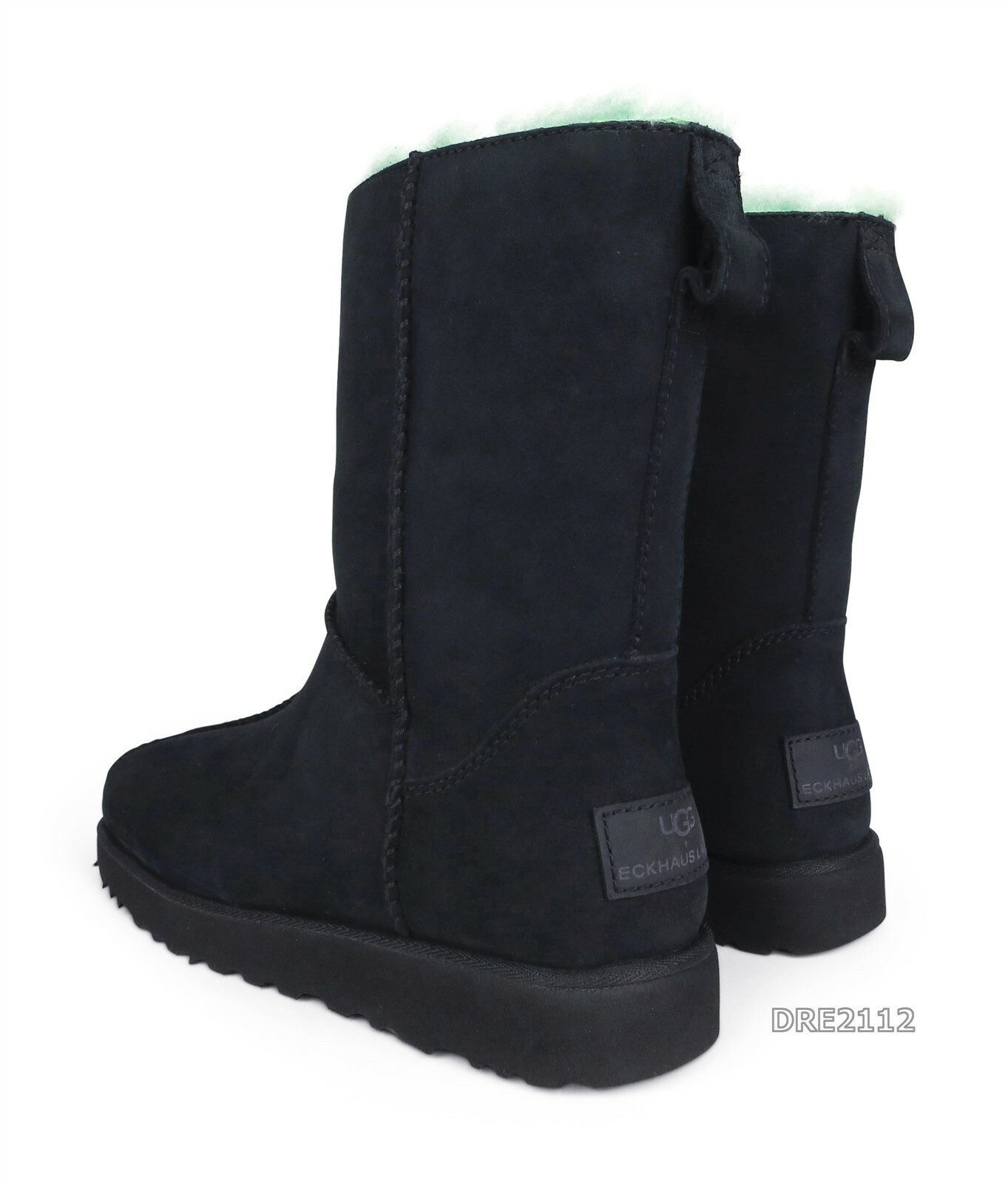 Pre-owned Ugg X Eckhaus Latta Block Boot Black Absinthe Suede Fur Boots Womens Size 8