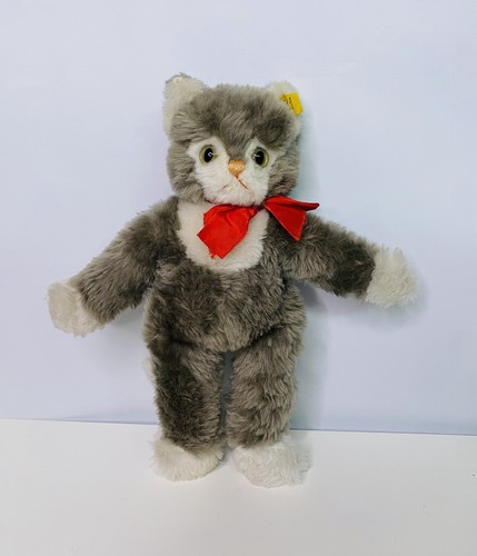 Vintage 60s Steiff Cat With Bow Rare Steiff Bear 2860/32