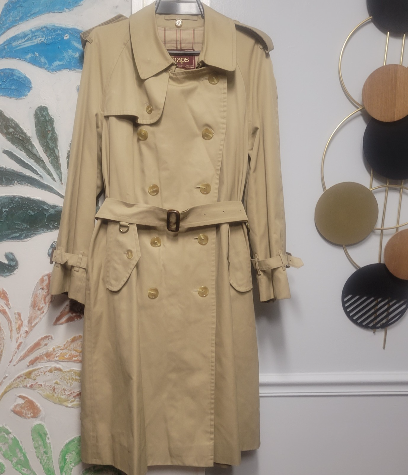 わをん♪CHAPS RALPH LAUREN トレンチコート 42L 春 Vintage Chaps Ralph Lauren 42R Men Wool Lined Double