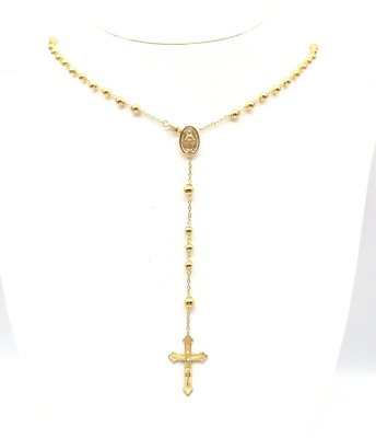 Womens gold rosary necklace discount