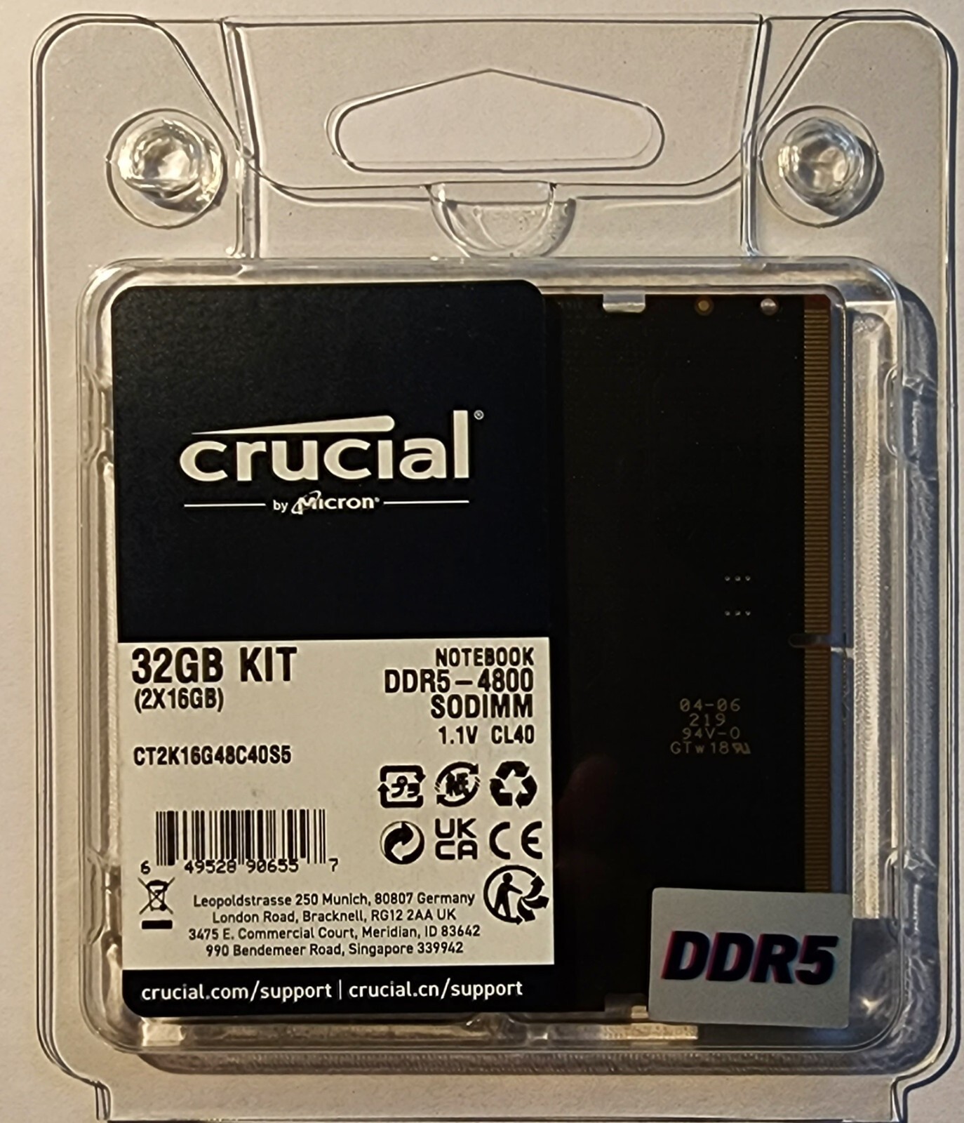 crucial ddr5 4800 32GB×2 Crucial 32GB DDR5 RAM Kit (2x16GB), 4800MHz CL40 Laptop