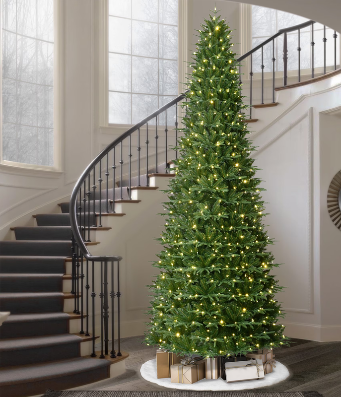 12 ft Pre-Lit Sheridan Sure-Lit Pole Slim Pine Christmas Tree, 800 Color-Changin