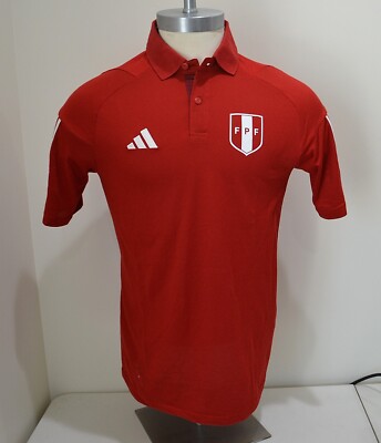NWT MEN'S ADIDAS PERU FPF RED POLO SHIRT SOCCER SHIRT SZ SMALL