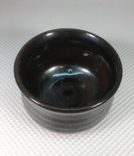 VTG Rowentrees Pottery Sugar Bowl SIgned R K Blue Hill ME Brown Bark Glaze