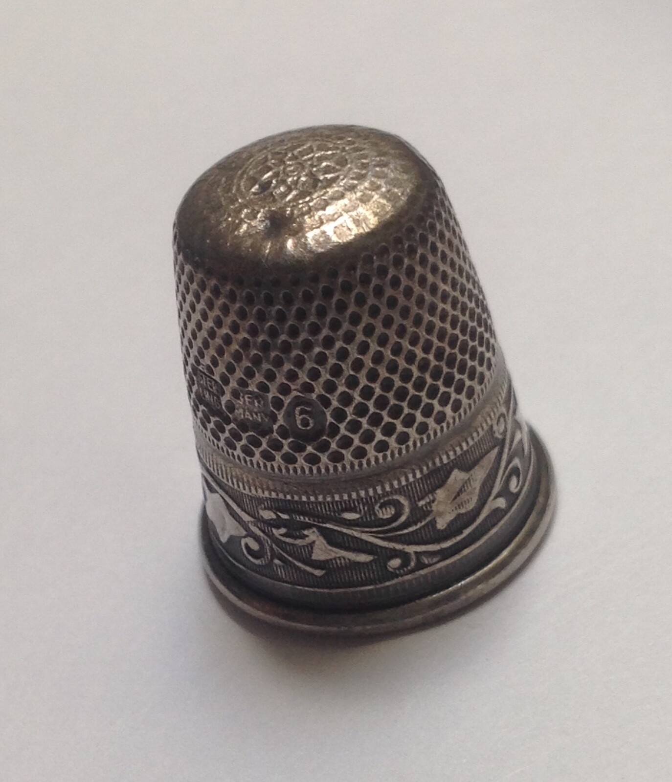 Antique Ivy Vine Band Sterling Silver Thimble~Germany~Size 6