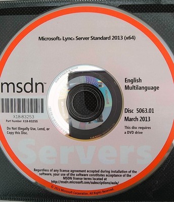 Microsoft Lync Server Standard 2013 64 bit  DVD w/ License Key = NEW =