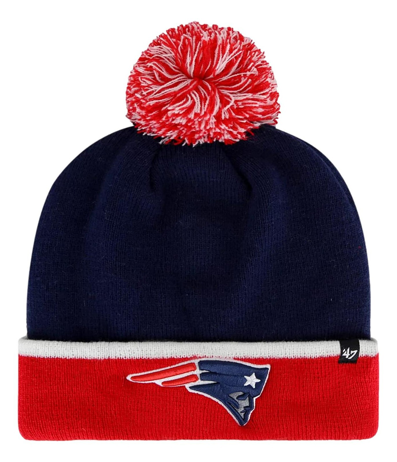 New '47 New England Patriots NFL Team Cuffed Baraka Pom Beanie Hat One Size