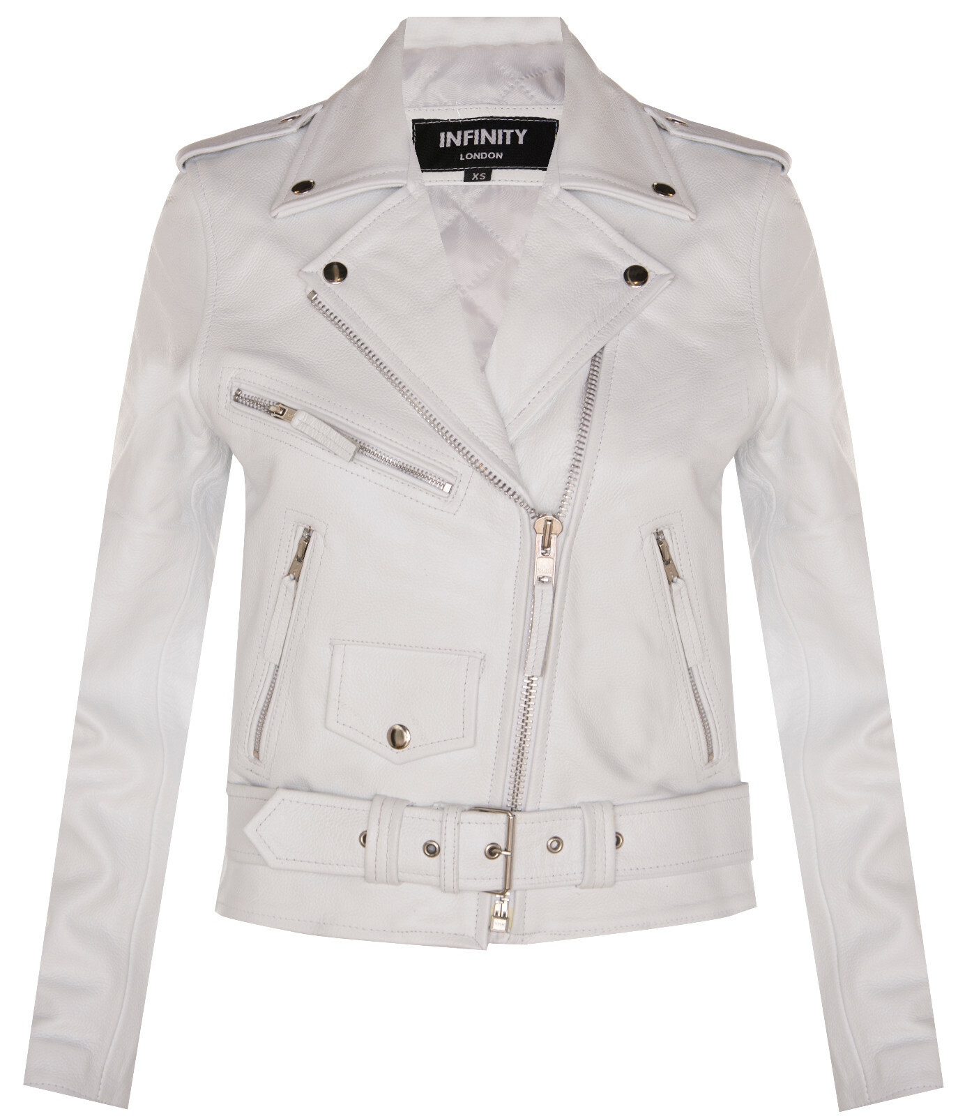 INFINITY DAMEN WEISS BRANDO BIKERJACKE 100% RINDLEDER BIKERJACKE