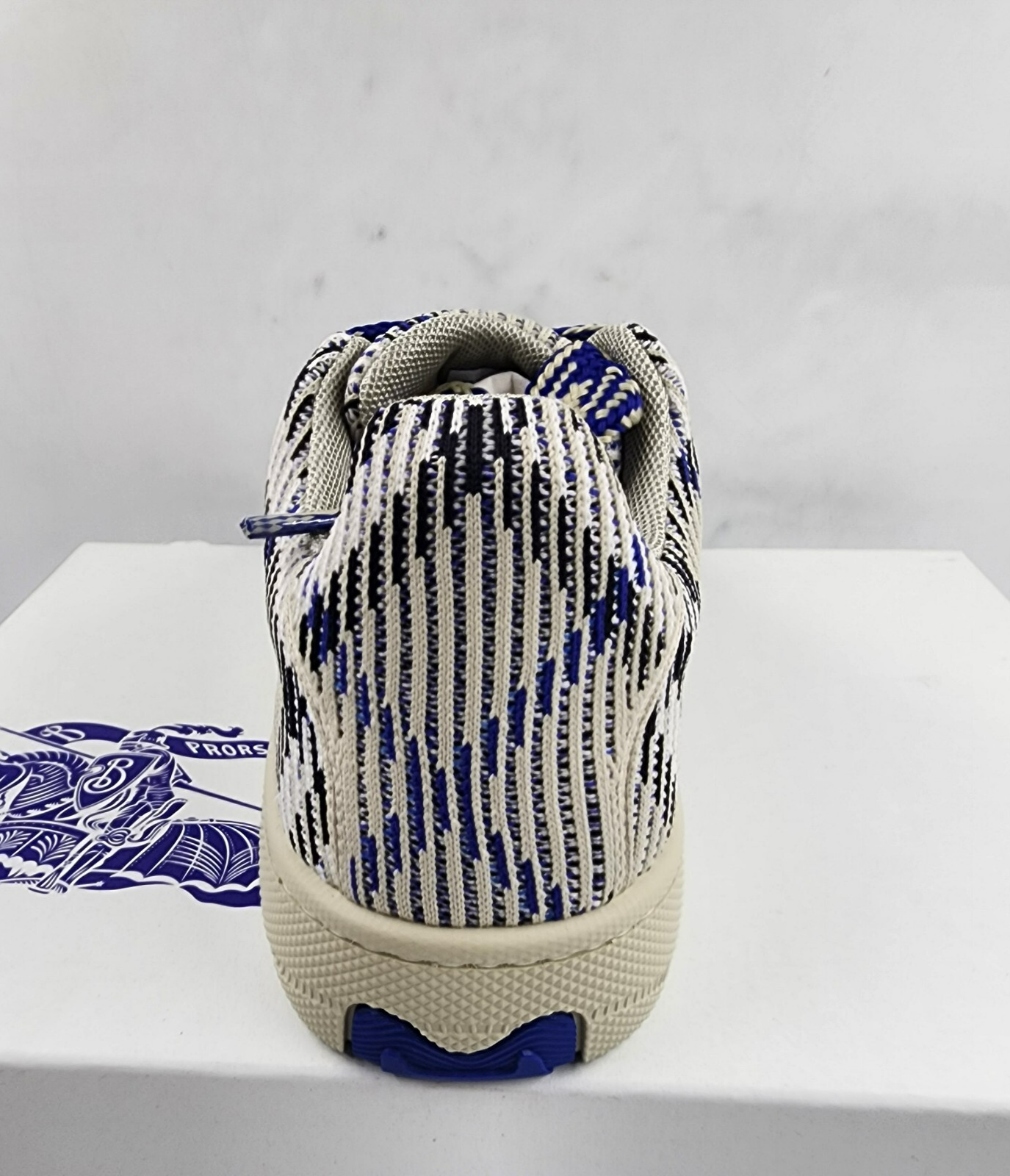 Burberry Check Knit Low Top Sneakers Men's 41/8US Lichen Multi Lace Up Closure - Picture 12 of 19