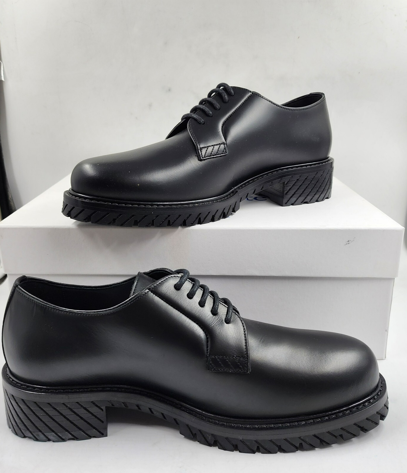Off-White For Walking Leather Dress Shoes Men's 9US Black Round Toe Lace Up - Picture 3 of 18