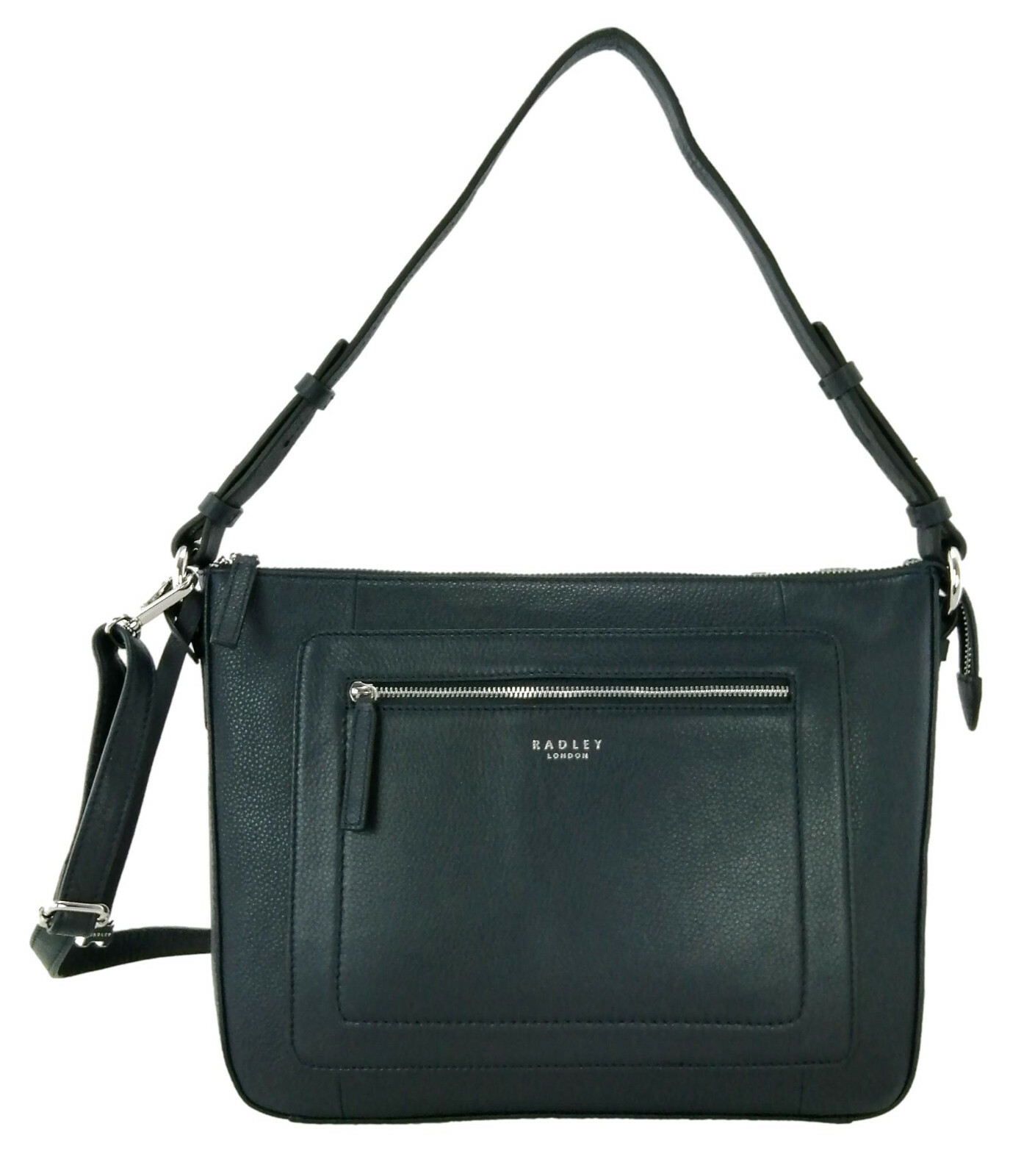 Pre-owned Radley Shoulder Bag Dark Blue Navy Medium Handbag Leather Top Zip Maddox Street